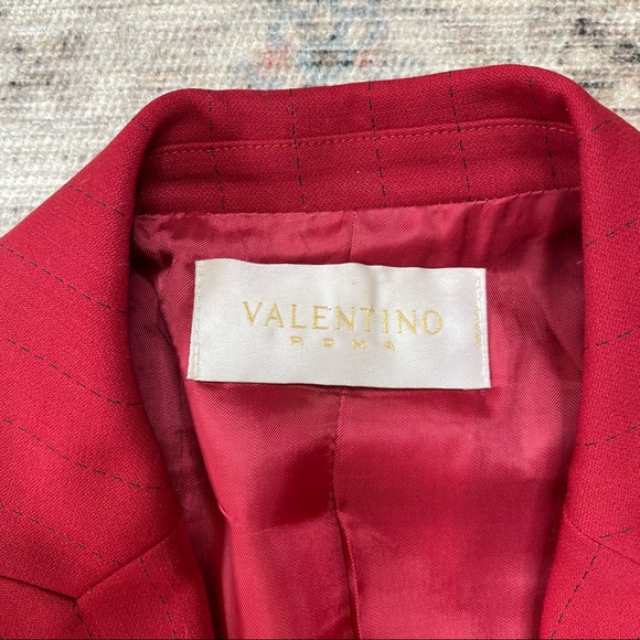 Valentino Roma Made in Italy Red Suit Coat Skirt 2 PC Set Women’s Sz 46/12. O - Picture 6 of 13